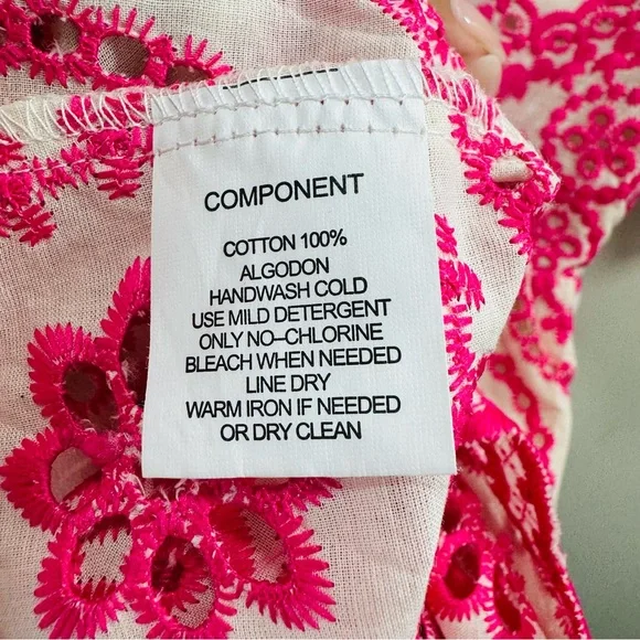 Brooklyns Dress Womens Med Pink Embroidered Floral Fit Flare Lined Boho Cotton - Picture 5 of 9